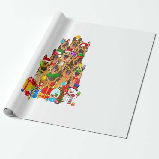 Funny German Shepherd KerstTree Lights Gift Cadeaupapier (Uitgerold)