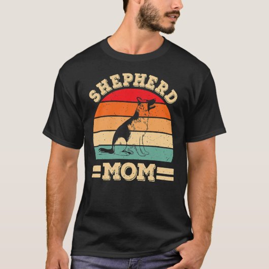 Funny German Shepherd Mam Print Dog  Retro T-shirt (Voorkant)