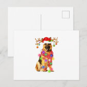 Funny German Shepherd Santa Hat Xmas Lights Gift D Aankondigingskaart (Voorkant / Achterkant)
