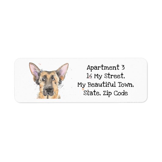 Funny German Shepherd speckle waterverf dog Label (Voorkant)