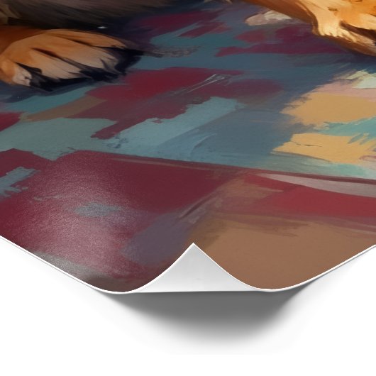 Funny German Shepherd Tangled in Christmas Lights Perfect Poster (Hoek)