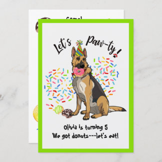 Funny German Sherherd Birthday Party Invite Kaart