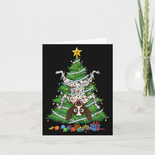 Funny German Shorthaired Inter Dog Christmas Tree  Kaart (Voorkant)