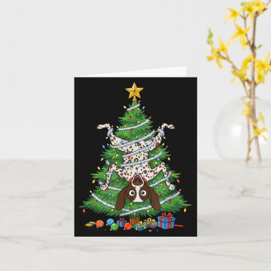 Funny German Shorthaired Inter Dog Christmas Tree  Kaart (Gele Bloem)