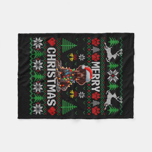 Funny German Shorthaired Inter Dog Ugly Xmas Sweat Fleece Deken (Voorkant (Horizontaal))