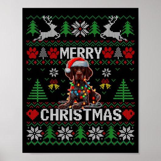 Funny German Shorthaired Inter Dog Ugly Xmas Sweat Poster (Voorkant)