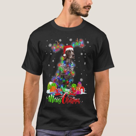 Funny German Shorthaired Pointer Dog Merry Christm T-shirt (Voorkant)