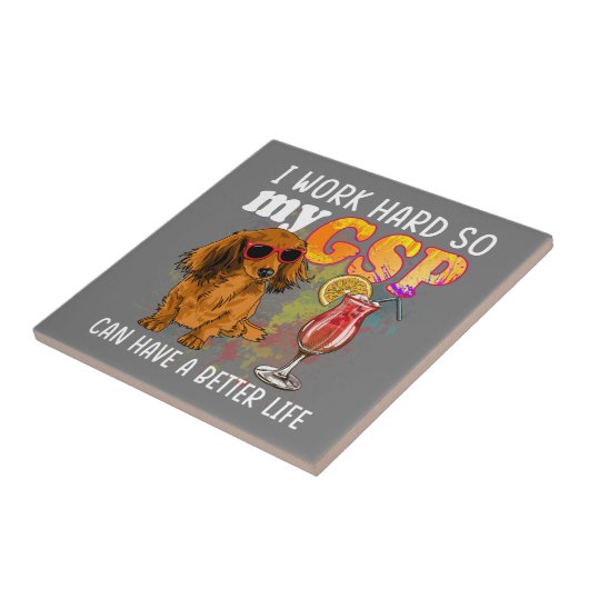 Funny German Shorthaired Pointer Gifts GSP Lover Tegeltje (Zijkant)