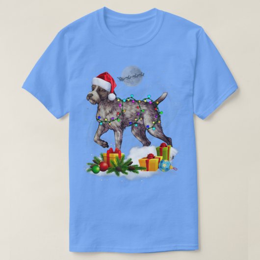 Funny German Wirehaered Pointer Dog Kerstligh T-shirt (Design voorkant)