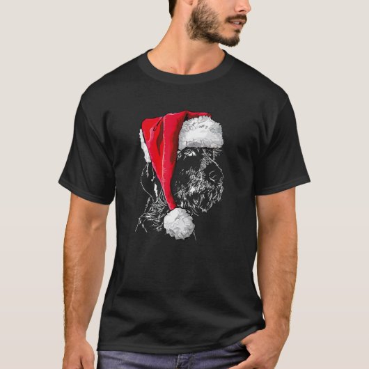 Funny German Wirehaered Pointer Santa Kerstdo T-shirt (Voorkant)