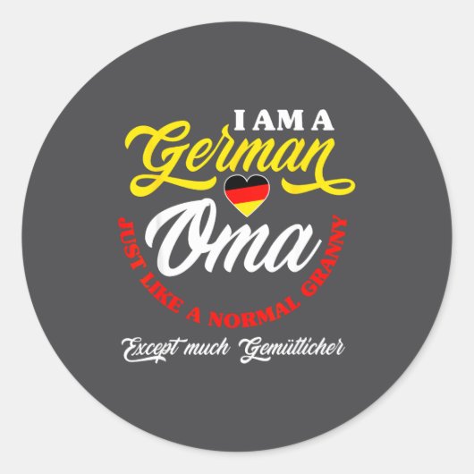 Funny Germany German Oma German Granny Deutsche Om Ronde Sticker (Voorkant)
