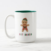 Funny Get Gingerbrood Man Holiday Quote Tweekleurige Koffiemok (Links)