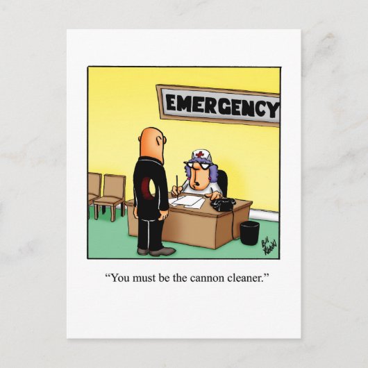 Funny Get Well Briefkaart "Cannon Cleaner" (Voorkant)