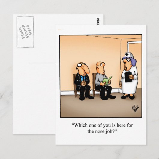 Funny Get Well Briefkaart "Nose Job" (Voorkant / Achterkant)