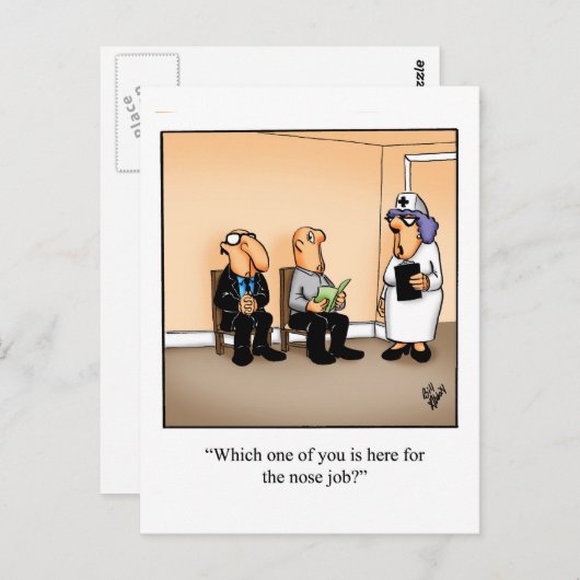 Funny Get Well Briefkaart "Nose Job" (Voorkant / Achterkant)