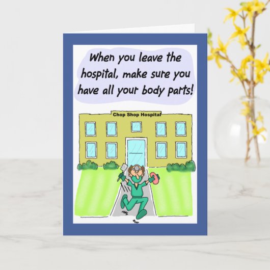 Funny Get Well Card: Missing Body Parts Kaart (Gele Bloem)