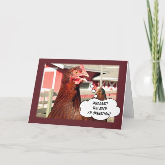 Funny Get Well Chicken Pun voor operaties Kaart (Voorkant)