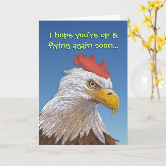 Funny Get Well: Chicken Soup Kaart (Gele Bloem)