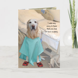 Funny Get Well Lab in Hospital Gown Kaart