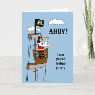 Funny Get Well Pirate voor Boss Cowerker Colleague Kaart