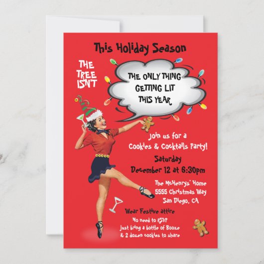 Funny Getting Lit Cookies and Cocktails Party Kaart (Voorkant)