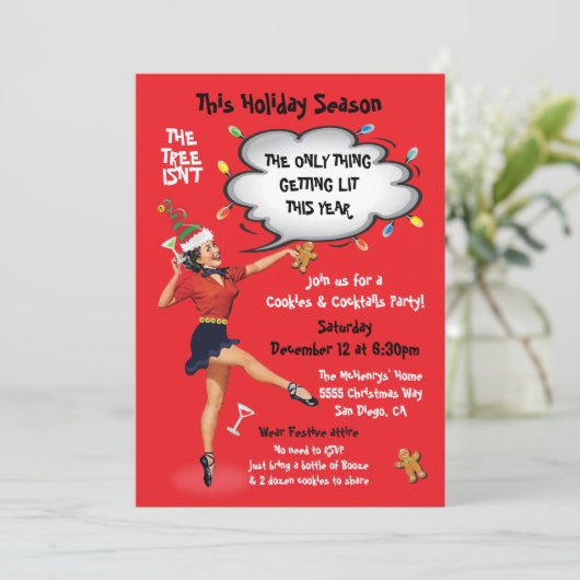Funny Getting Lit Cookies and Cocktails Party Kaart (Staand voorkant)