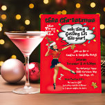 Funny Getting Lit Cookies and Cocktails Party Kaart<br><div class="desc">Deze kerst is de boom niet het enige dat dit jaar aangestoken wordt! Een grappige uitnodiging met een vrouw die een cocktail vasthoudt en een gokbrood die een gekke kerstman met een pet met leuke retro-fonts draagt. Geweldig voor een koekjesruil of een Cocktail-kerstfeest.</div>