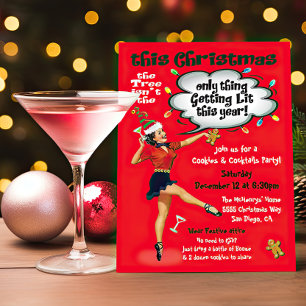 Funny Getting Lit Cookies and Cocktails Party Kaart