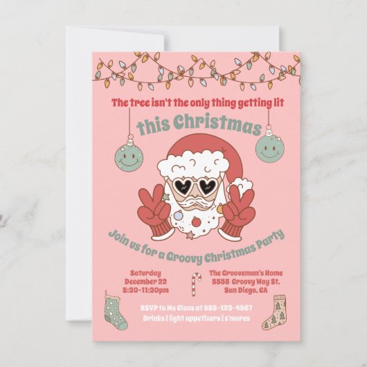 Funny Getting Lit Santa Kerstfeest Kaart (Voorkant)