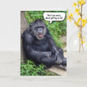 Funny Getting Ouder Birthday Chimpansee Kaart (Gele Bloem)