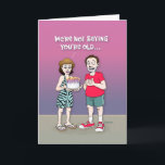 Funny Getting Ouder Birthday Kaart<br><div class="desc">Funny "Over the Hill" Birthday Wenskaart van een paar</div>