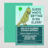 Funny Getting Ouder Dinosaur Birthday Party Kaart (Voorkant / Achterkant)