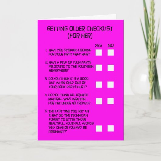 Funny Getting Ouder Verjaardag Kaart voor Haar (Voorkant)
