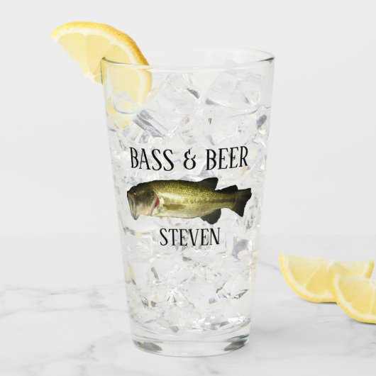 Funny Gevist Bass and Beer Drink Glass Glas (Voorkant ijs)