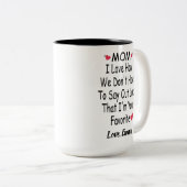 Funny Gezegde Cadeau voor mam met eigen naam Tweekleurige Koffiemok (Voorkant rechts)