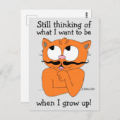 Funny Gezegde Cartoon Mustache Cat Briefkaart (Voorkant / Achterkant)