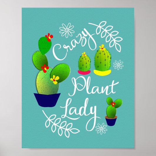 Funny Gezegde Crazy Plant Lady Cute Poster (Voorkant)