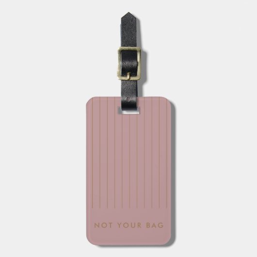 Funny Gezegde Dusty Pink Gold Stripe Elegant Bagagelabel (Voorkant verticaal)