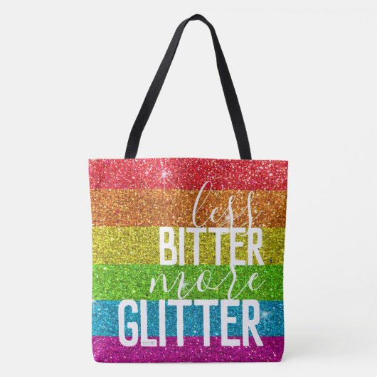 Funny Gezegde Gay Pride Humor Rainbow Glitter Tote Bag (Voorkant)