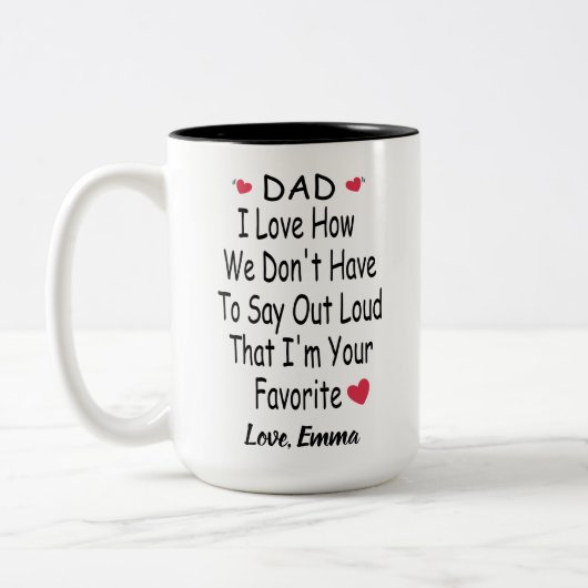 Funny Gezegde Gift for Dad met eigen naam Tweekleurige Koffiemok (Links)