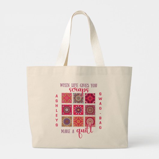 Funny Gezegde Gift for Quilters Grote Tote Bag (Achterkant)