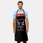Funny Gezegde Natural Born Griller Zwart Chef Schort (Gedragen)