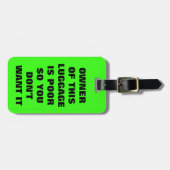Funny Gezegde Neon Lime Green Luggage Bagagelabel (Voorkant horizontaal)