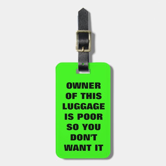 Funny Gezegde Neon Lime Green Luggage Bagagelabel (Voorkant verticaal)