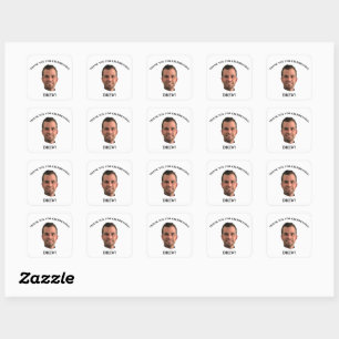 FUNNY Gezicht Foto Bedankt Verjaardag Custom  Vierkante Sticker