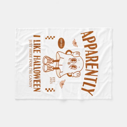 Funny Ghost Apparently, I Like Halloween Fleece Deken (Voorkant (Horizontaal))