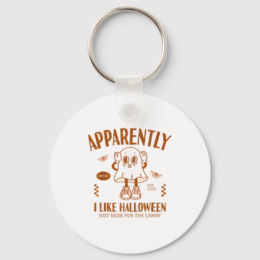 Funny Ghost Apparently, I Like Halloween  Sleutelhanger (Voorkant)
