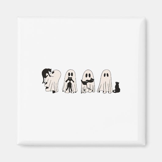 Funny Ghost Black Cat Spooky Seizoen Trick or trea Magneet (Voorkant)