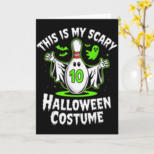 Funny Ghost Bowling League Team Halloween Humor De Kaart (Gele Bloem)