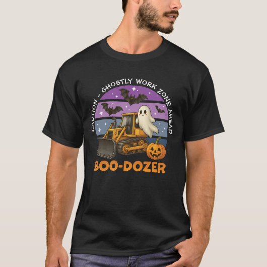 Funny Ghost Bulldozer  Halloween T-shirt (Voorkant)